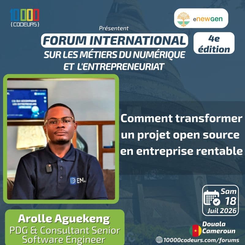Poster: 4แต Forum International sur les Mรฉtiers du Numรฉrique et lโEntrepreneuriat Douala