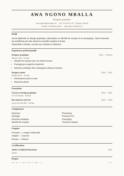 Aperçu de la mise en page du modèle Parchment
